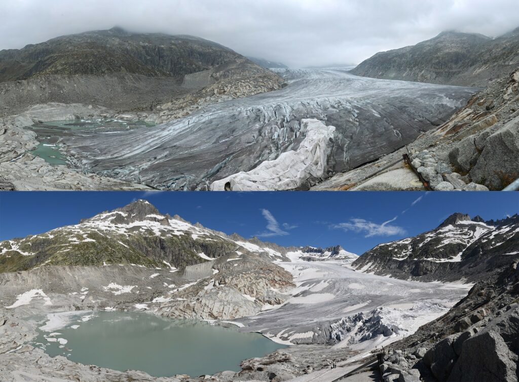 fonte et disparition des glaciers suisses. 